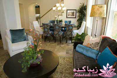 دکوراسیون قهوه ای و آبی روشن 